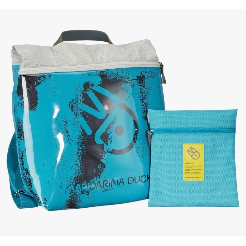 Mandarina Duck Vintage Y2K Backpack Turquoise Teal Vinyl